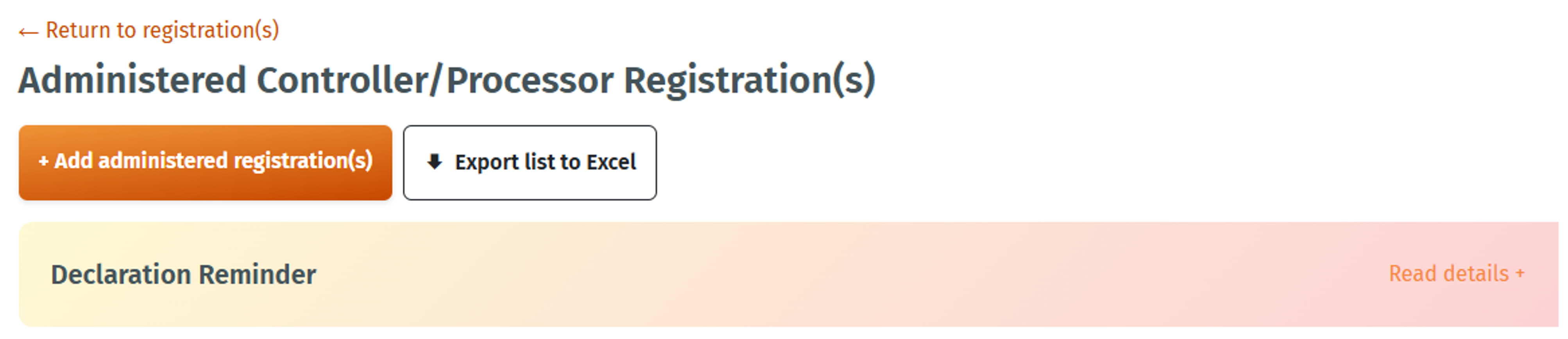 Administered Export and Declaration